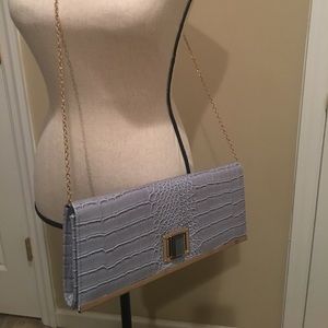Slat Blue croc Emboss style clutch crossbody